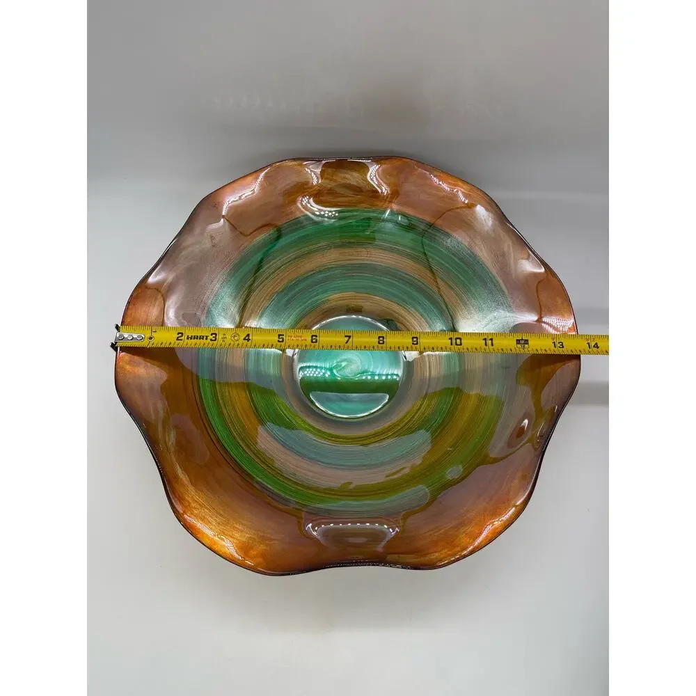 Quadrifoglio Glass Swirl Ruffle Edge Bowl 13 1/2” Italy